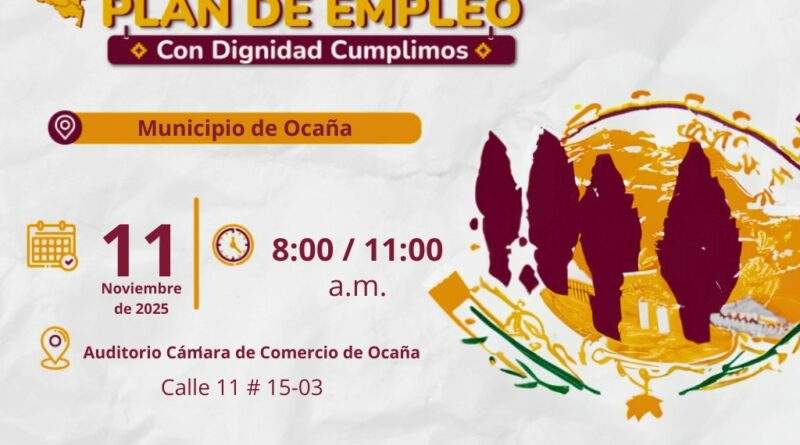 Flayer oficial de la iniciativa “Plan de Empleo Con Dignidad Cumplimos” el cual se realiza en Ocaña, Norte de Santander / Foto: Cámara de Comercio