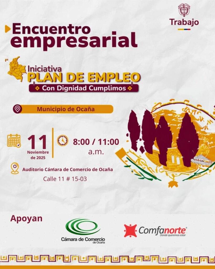 Flayer oficial de la iniciativa “Plan de Empleo Con Dignidad Cumplimos” el cual se realiza en Ocaña, Norte de Santander / Foto: Cámara de Comercio