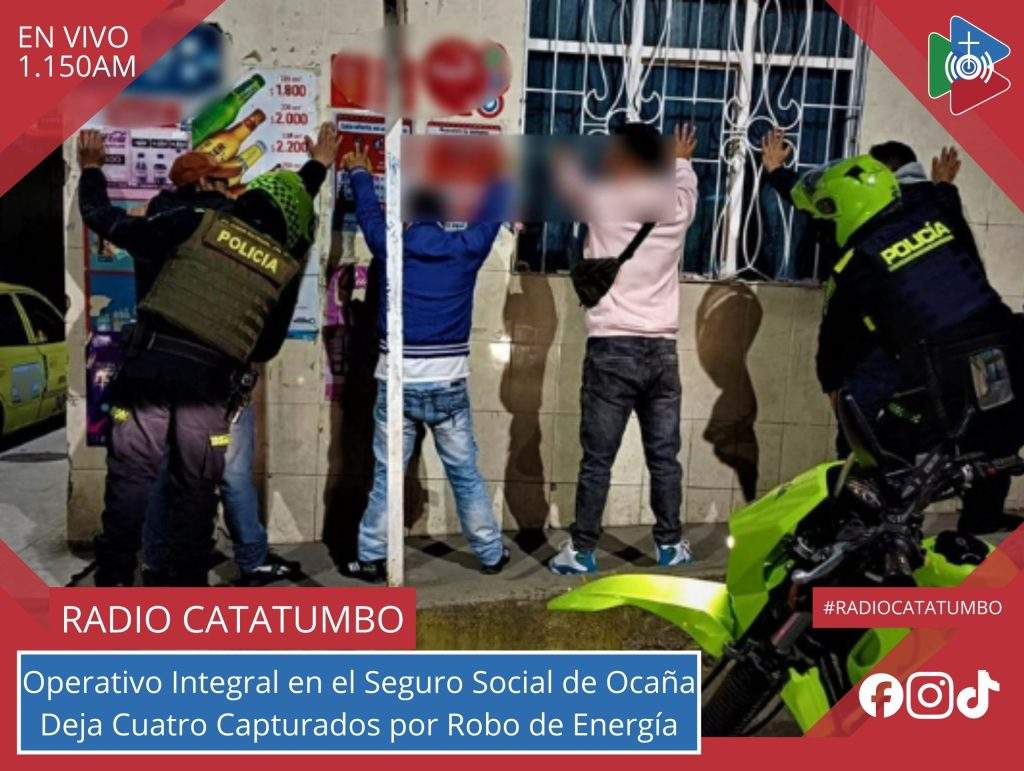 Imagen de referencia - Cuatro personas fueron capturadas por el uso indebido de energía pública en el sector del Seguro Social en Ocaña Norte de Santander / Foto: Policía Nacional