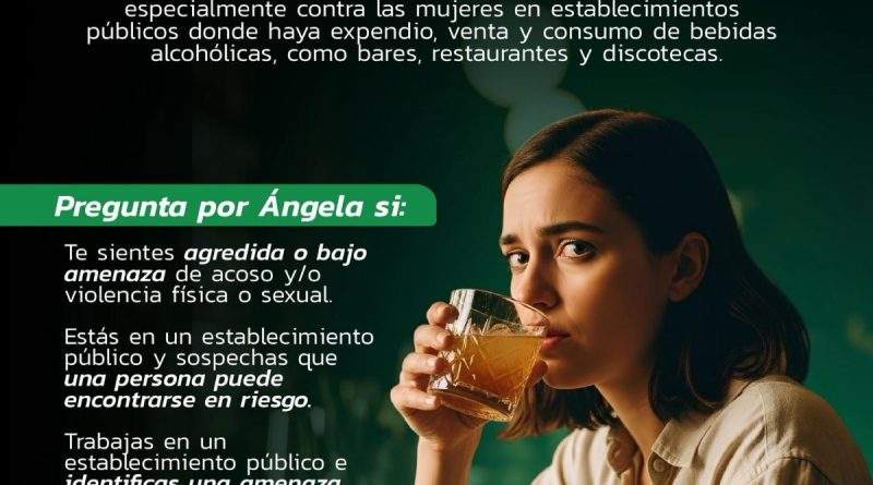 Flayer official de la estrategia #PreguntaPorÁngela, la cual esta diseñada para prestar atención inmediata a mujeres que puedan sentirse en riesgo de acoso, violencia física o sexual en Ocaña, Norte de Santander / Foto: Alcaldía de Ocaña