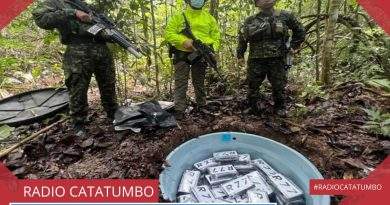 El Ejército Nacional logró ubicar y desmantelar un laboratorio para el procesamiento de estupefacientes valorado en más de 3.400 millones de pesos perteneciente a la Autodefensas Conquistadoras de la Sierra Nevada (ACSN), en vereda Rumbón del municipio de La Esperanza, Norte de Santander / Foto: FUERZAS MILITARES DE COLOMBIA