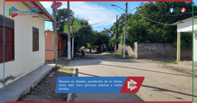 Masacre en Simaña, jurisdicción de La Gloria, Cesar, dejó cinco personas muertas y varios heridos.