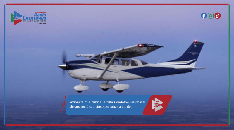 Avioneta que cubría la ruta Condoto–Guaymaral desapareció con cinco personas a bordo