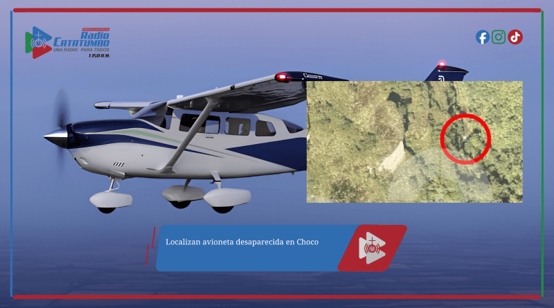 Localizan avioneta desaparecida en Choco