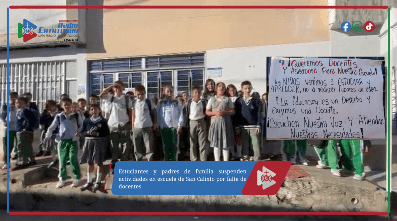 Estudiantes y padres de familia suspenden actividades en escuela de San Calixto por falta de docentes.