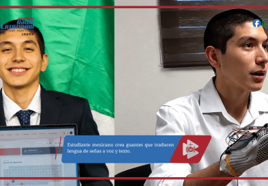 Estudiante mexicano crea guantes que traducen lengua de señas a voz y texto.