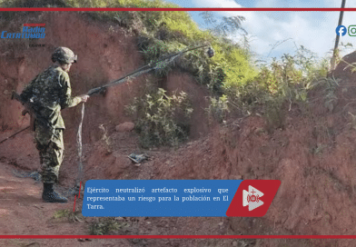 Ejército neutralizó artefacto explosivo que representaba un riesgo para la población en El Tarra.