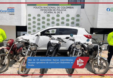 Más de 19 motocicletas fueron inmovilizadas durante operativos de control por Halloween en Ocaña.